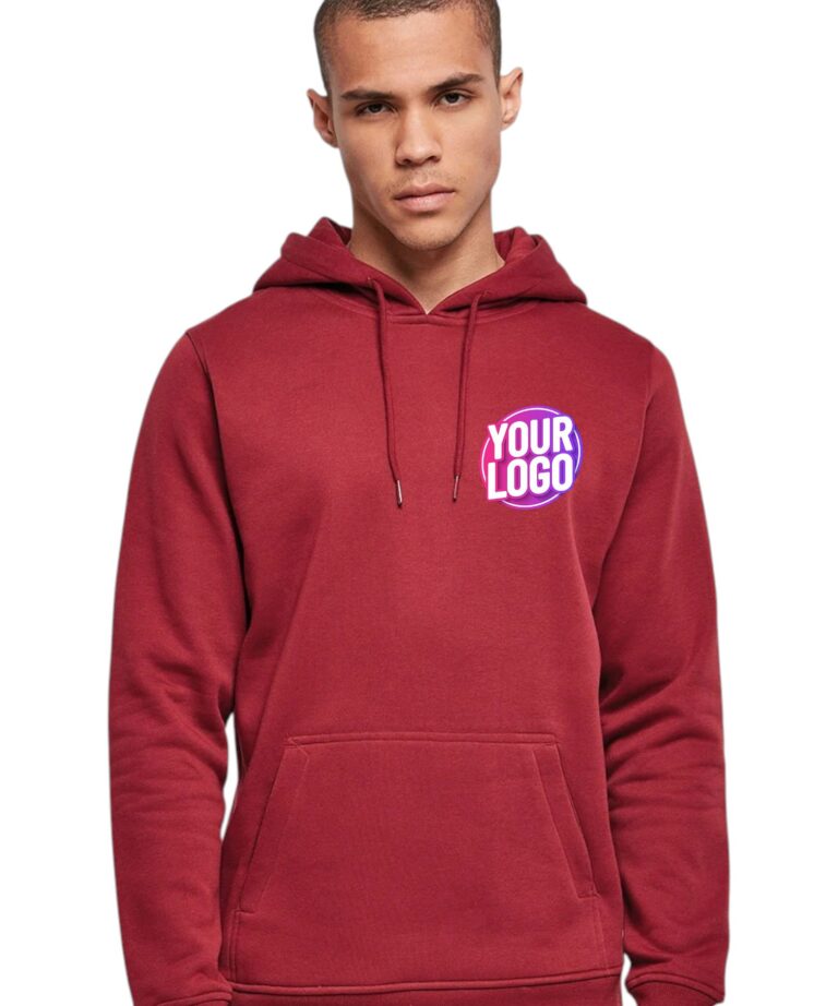 a man in a red sweatshirt