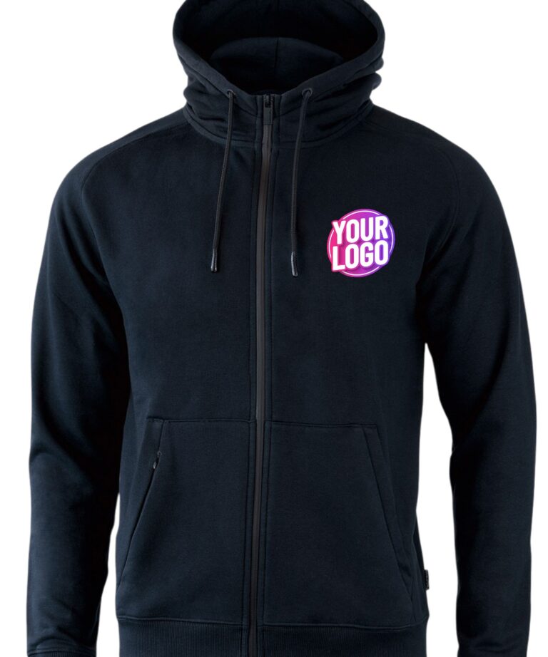 a black jacket with a logo on it