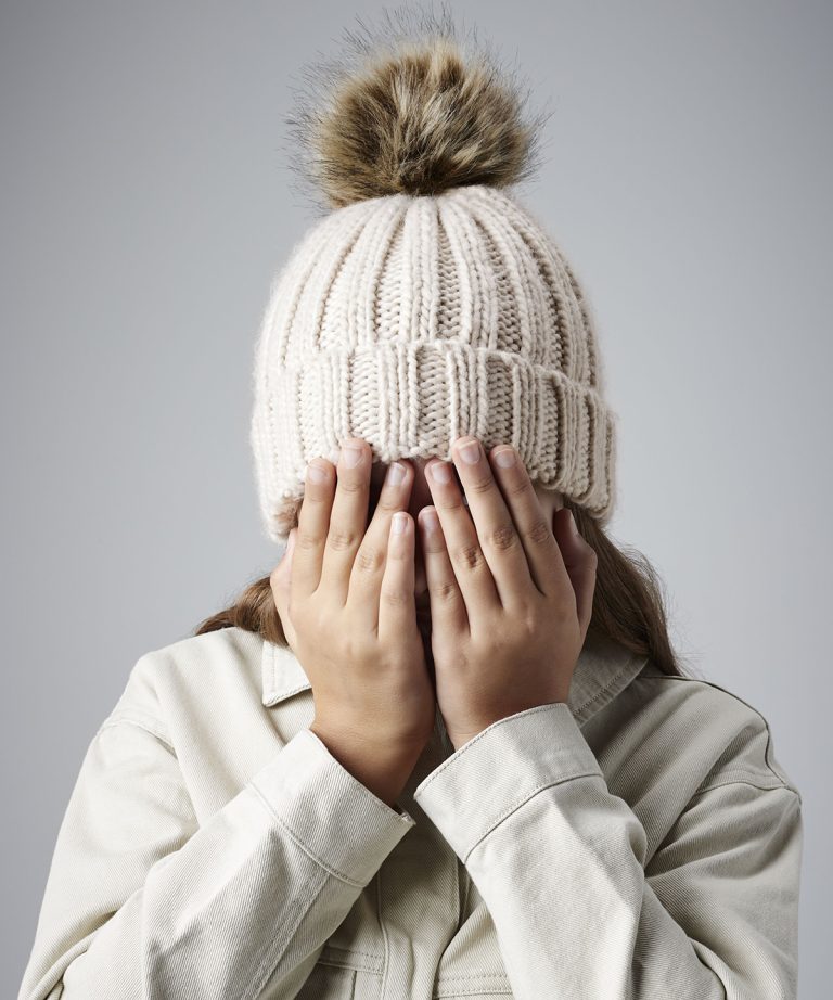 Beechfield &#8211; Infant| Junior Fur Pom Pom Chunky Beanie B412A, Vivid Promotion Workwear