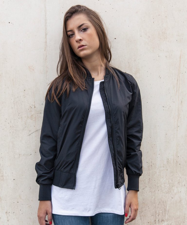 Build Your Brand &#8211; Womens Nylon Bomber Jacket BY044, Vivid Promotion Workwear