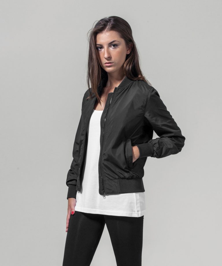 Build Your Brand &#8211; Womens Nylon Bomber Jacket BY044, Vivid Promotion Workwear