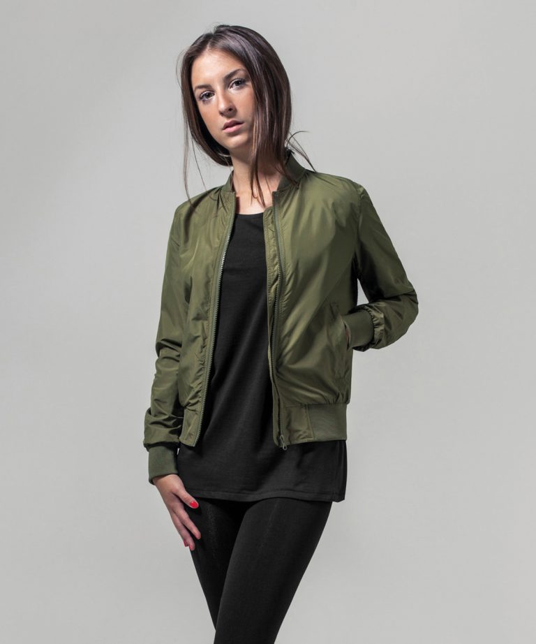 Build Your Brand &#8211; Womens Nylon Bomber Jacket BY044, Vivid Promotion Workwear