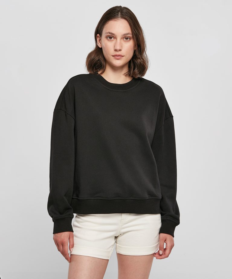 Build Your Brand &#8211; Womens Oversized Crew Neck Sweatshirt BY212, Vivid Promotion Workwear