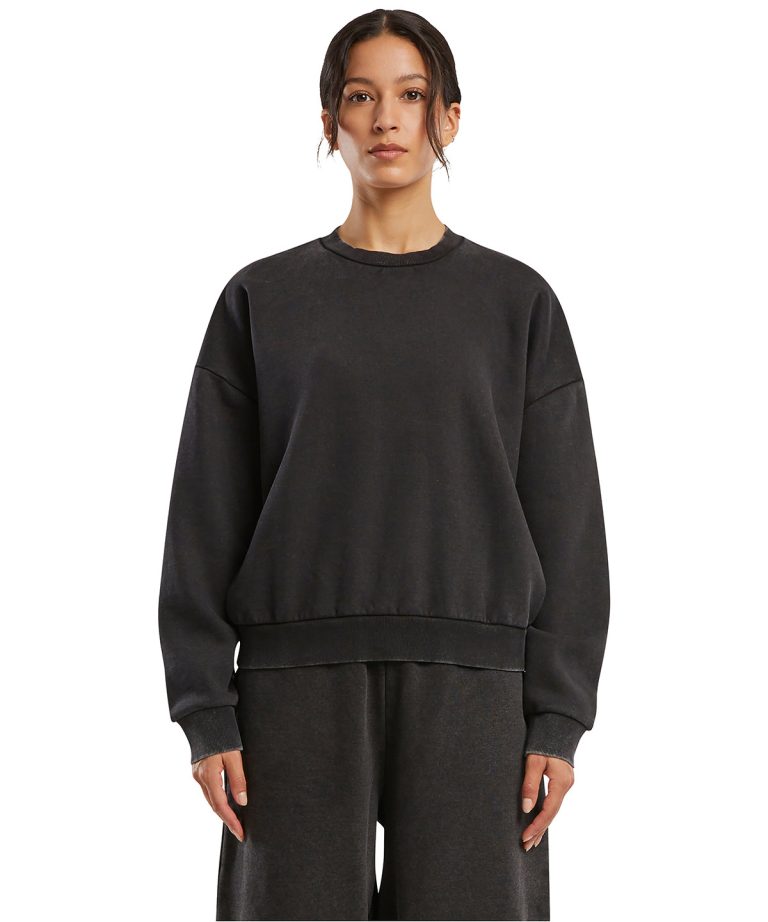 Build Your Brand &#8211; Womens Vintage Heavy Crew Neck BY301, Vivid Promotion Workwear