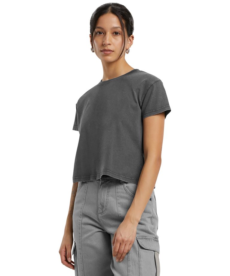 Build Your Brand &#8211; Womens Vintage Cropped Tee BY305, Vivid Promotion Workwear