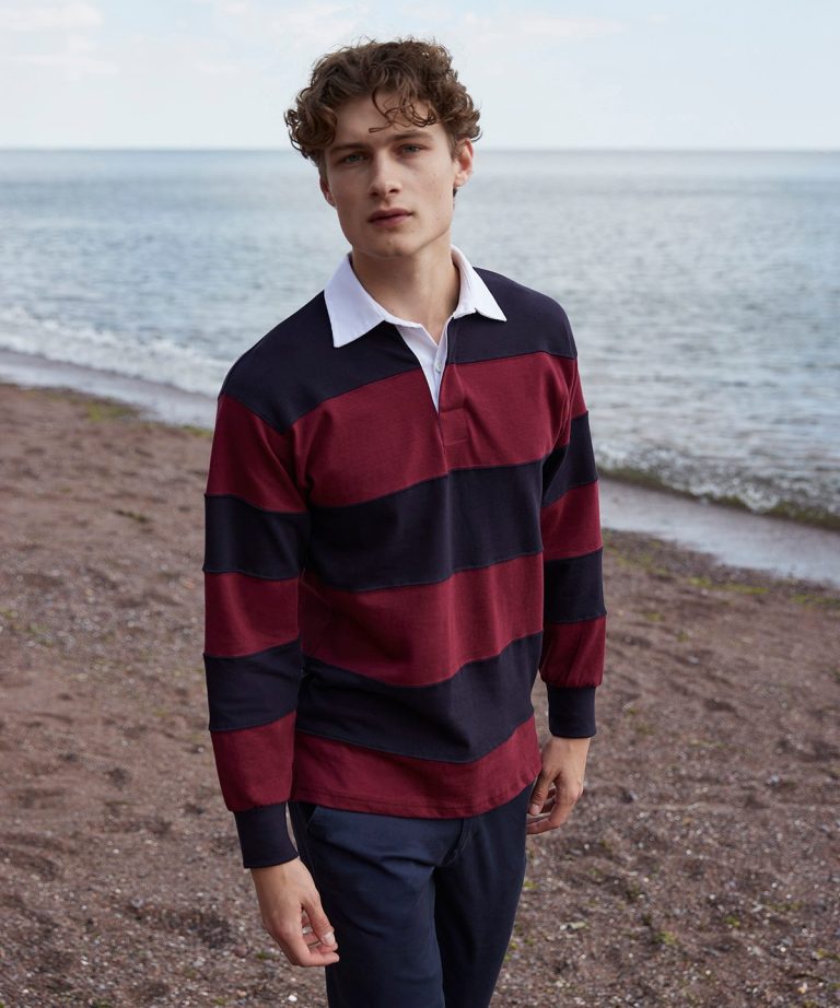 Front Row - Sewn Stripe Long Sleeve Rugby Shirt FR08M