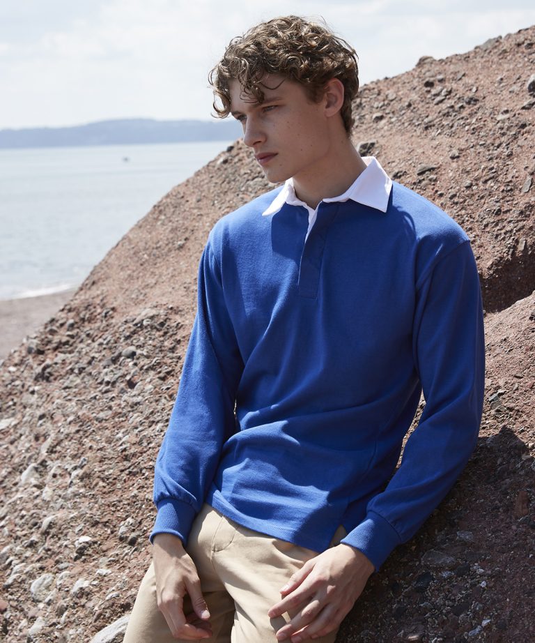 Alternative view of Front Row - Long Sleeve Plain Rugby Shirt FR100