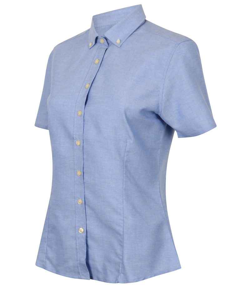 Henbury &#8211; Womens Modern Short Sleeve Oxford Shirt HB518, Vivid Promotion Workwear