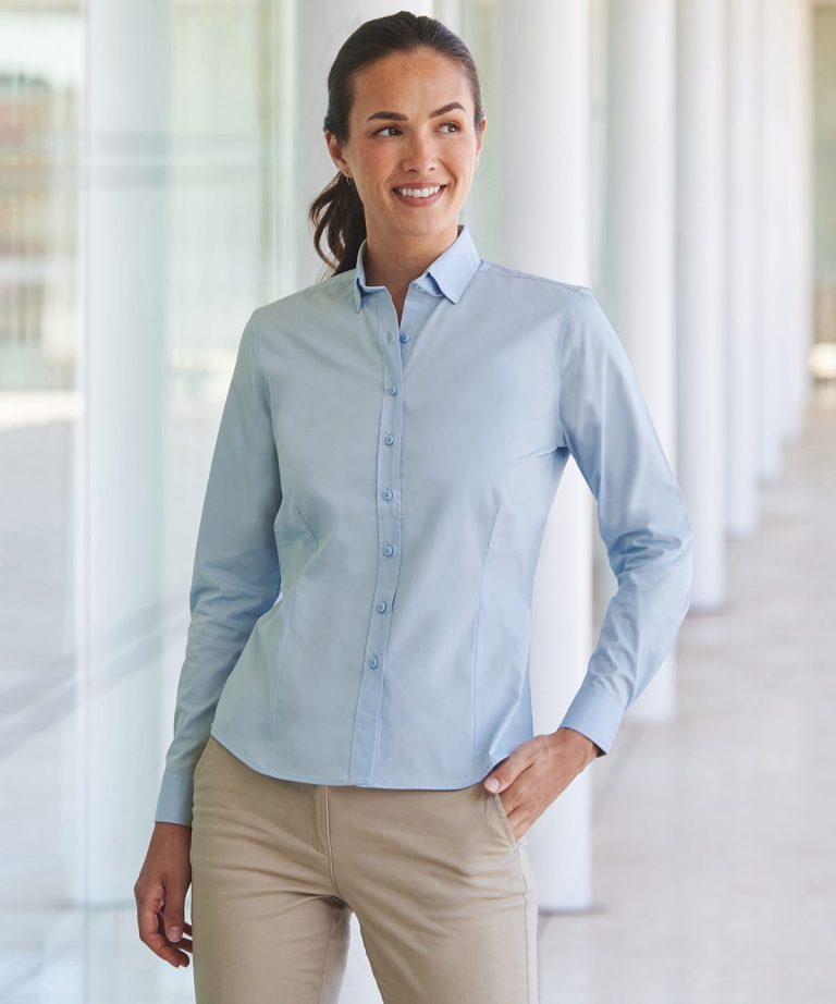 Henbury - Womens Long Sleeve Cotton - Feel Coolplus Shirt HB583