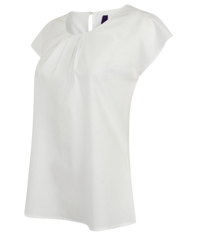Henbury &#8211; Womens Pleat Front Short Sleeve Blouse HB597, Vivid Promotion Workwear