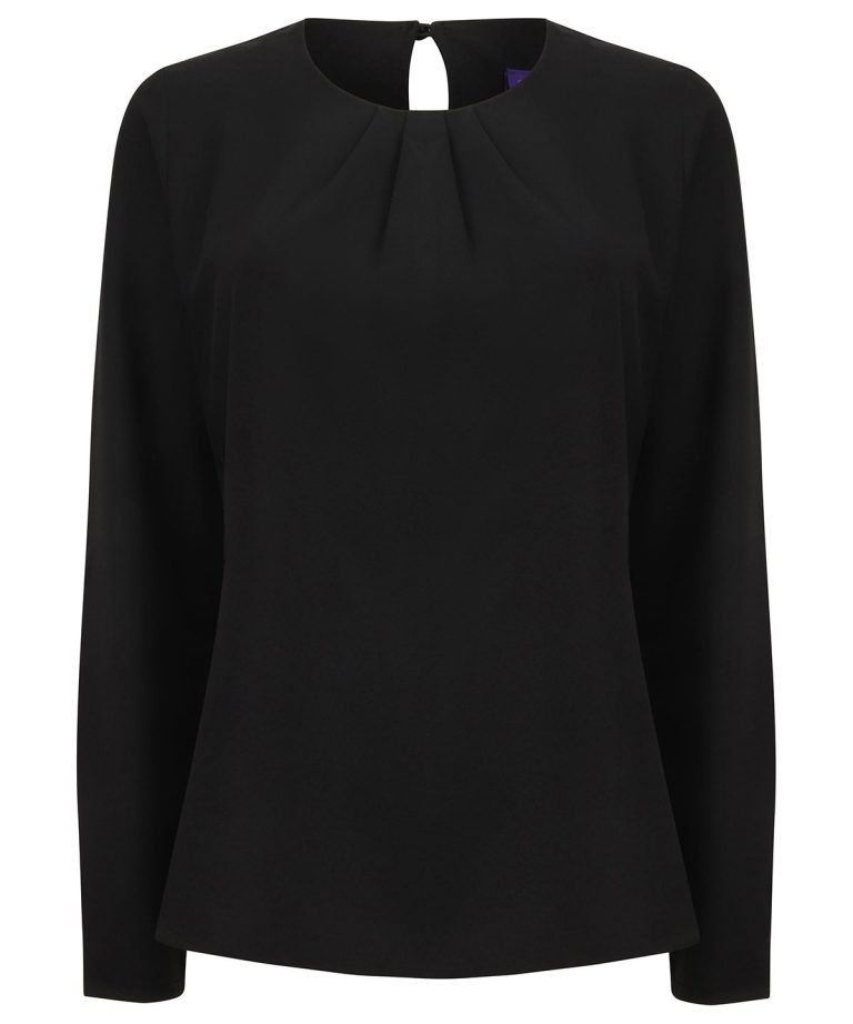 Alternative view of Henbury - Womens Pleat Front Long Sleeve Blouse HB598