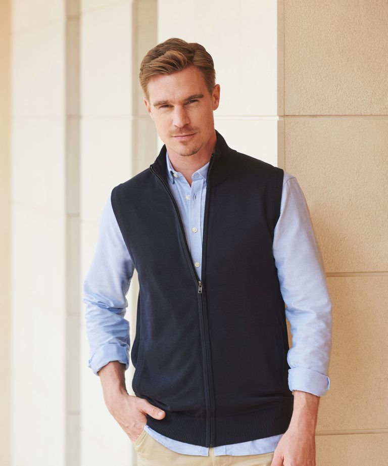 Henbury - Sleeveless Zip - Through Jumper HB711