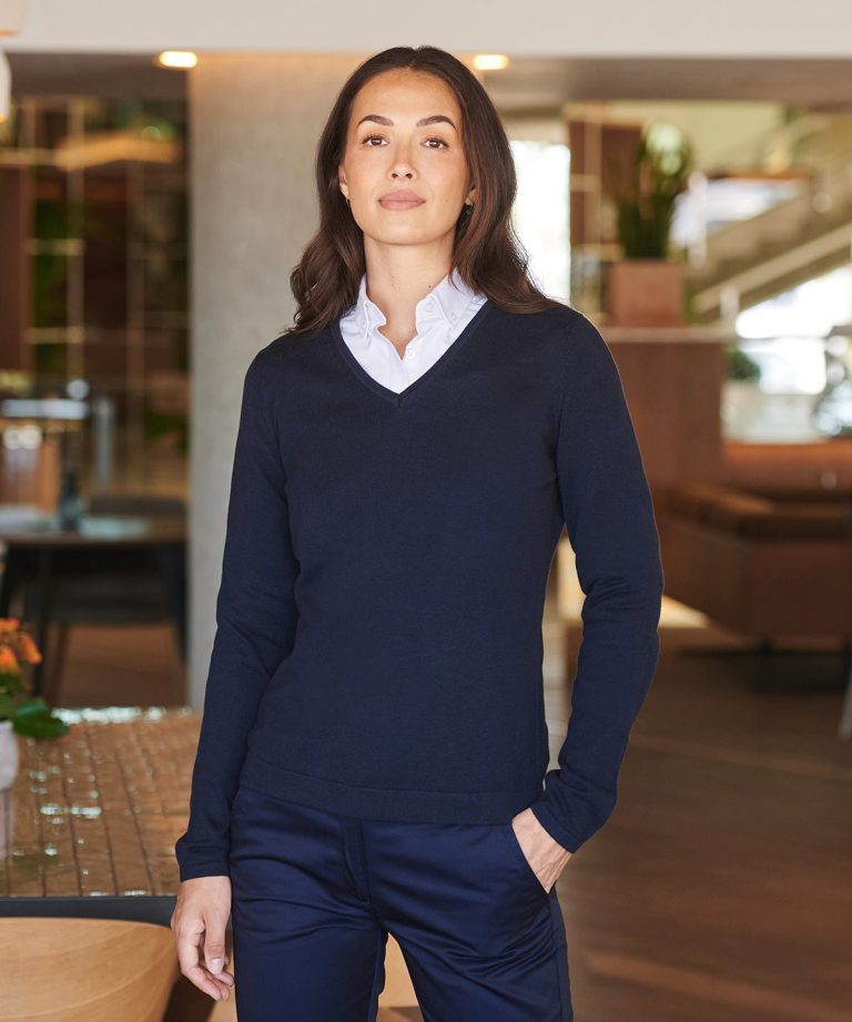 Henbury - Womens 12 Gauge V-Neck Jumper HB721