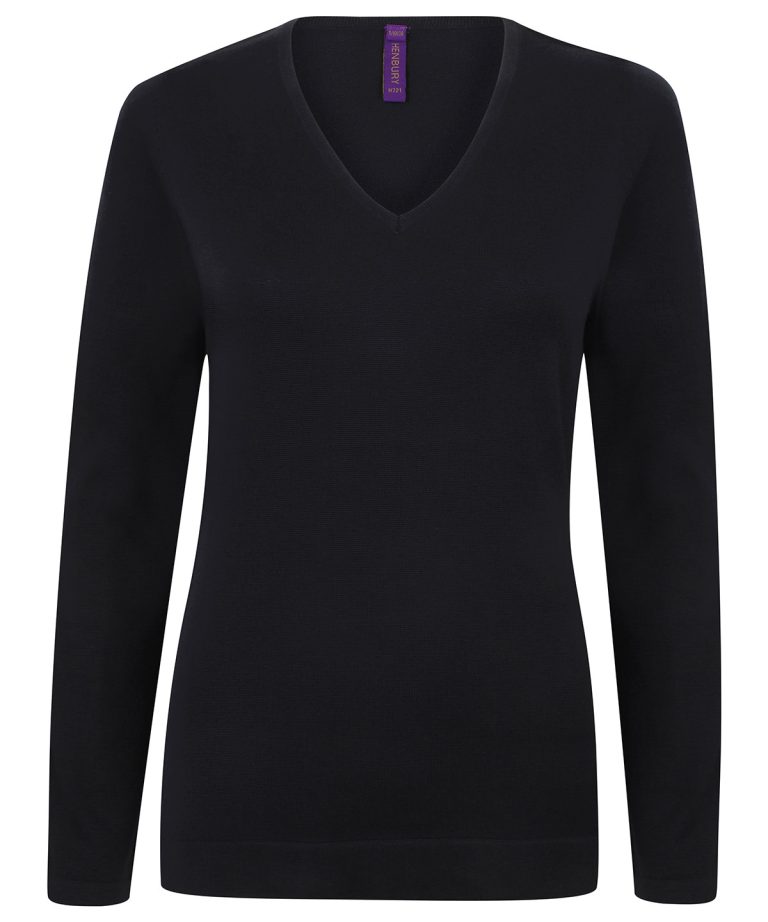 Alternative view of Henbury - Womens 12 Gauge V-Neck Jumper HB721