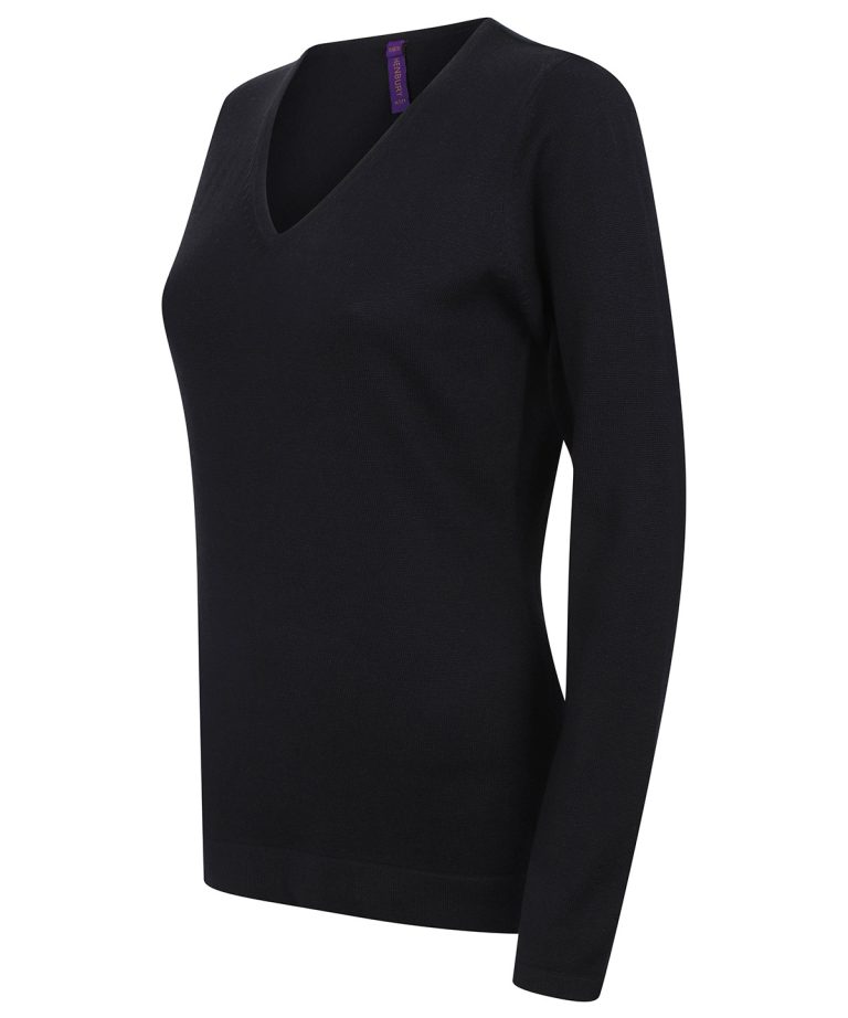 Henbury &#8211; Womens 12 Gauge V-Neck Jumper HB721, Vivid Promotion Workwear