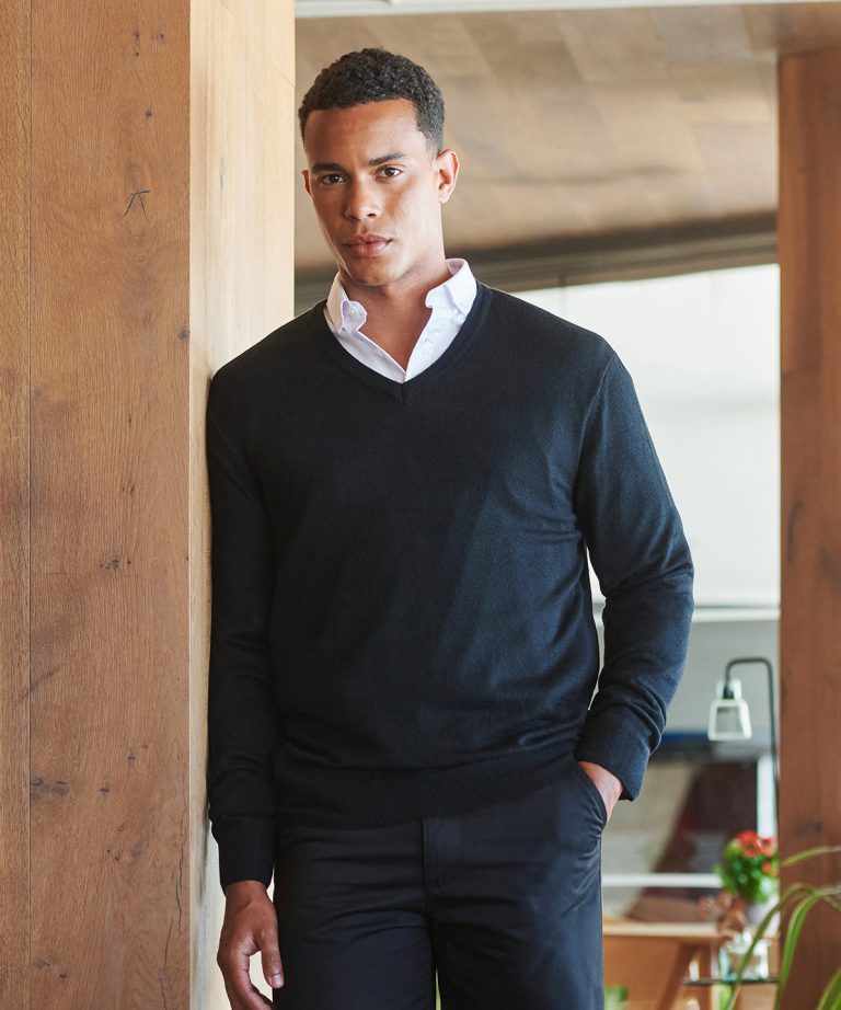 Henbury - Cashmere Touch Acrylic V-Neck Jumper HB760