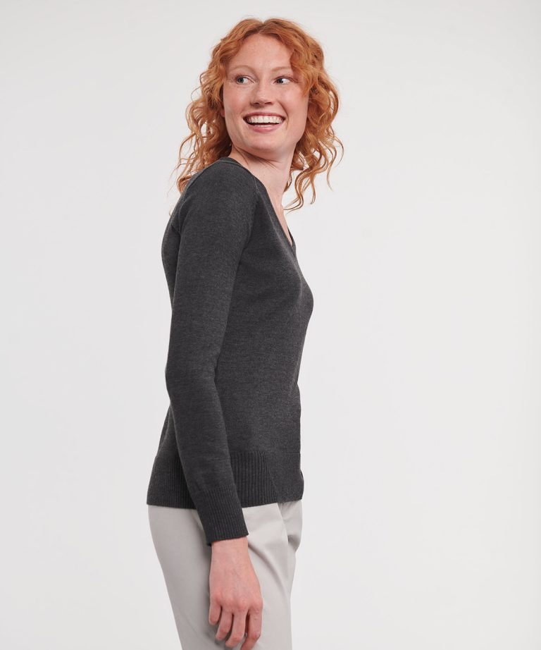 Russell Collection &#8211; Womens V-Neck Knitted Sweater J710F, Vivid Promotion Workwear