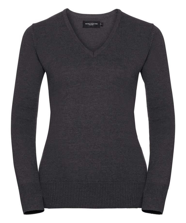 Russell Collection &#8211; Womens V-Neck Knitted Sweater J710F, Vivid Promotion Workwear