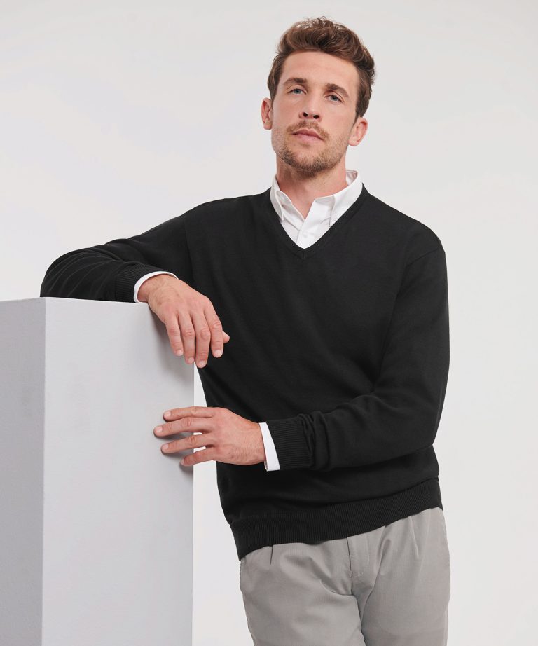 Russell Collection &#8211; V-Neck Knitted Sweater J710M, Vivid Promotion Workwear