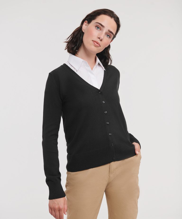 Russell Collection - Womens V-Neck Knitted Cardigan J715F