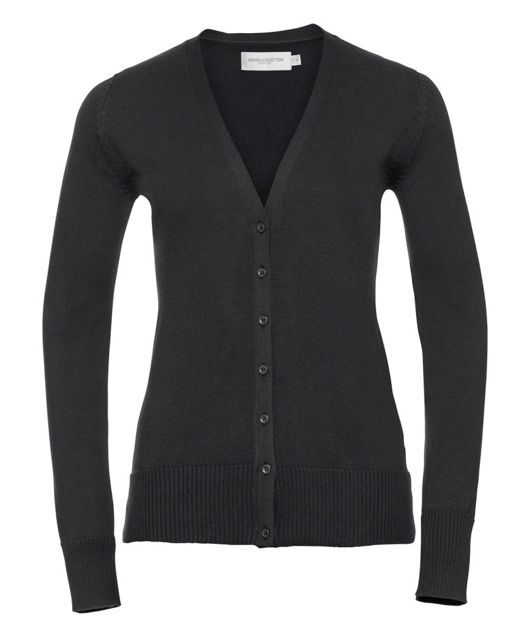 Russell Collection &#8211; Womens V-Neck Knitted Cardigan J715F, Vivid Promotion Workwear