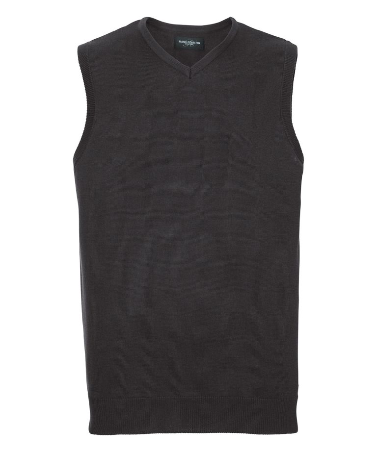 Russell Collection &#8211; V Neck Sleeveless Knitted Sweater J716M, Vivid Promotion Workwear