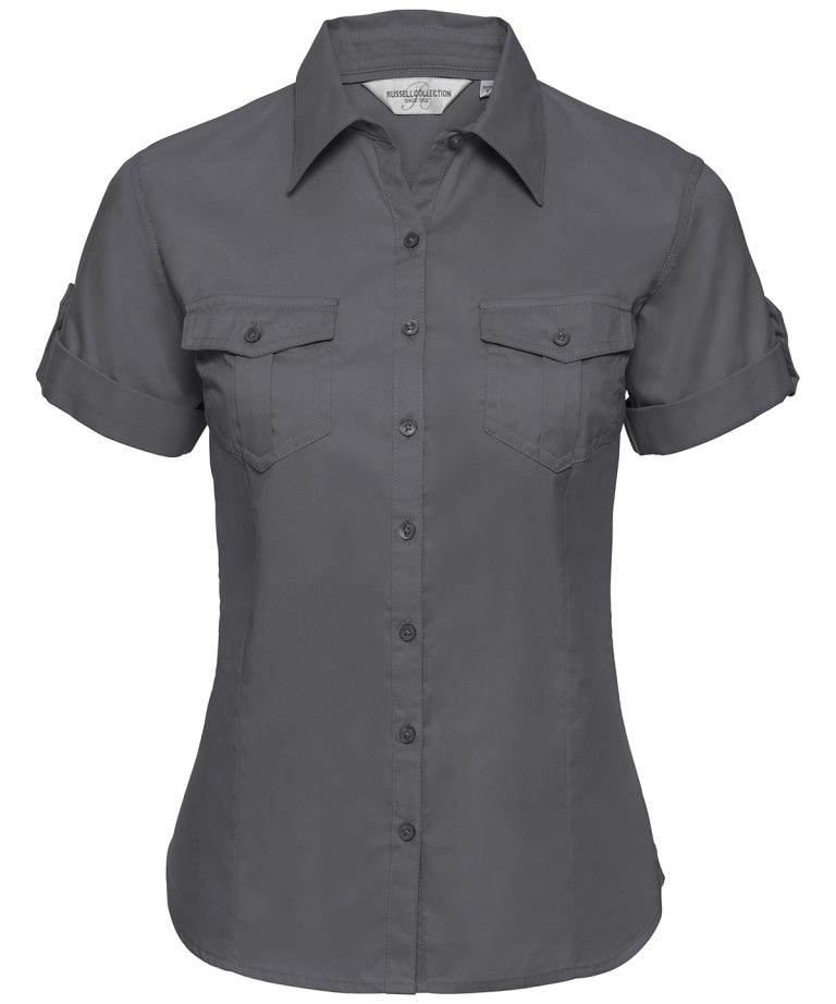 Russell Europe &#8211; Womens Roll &#8211; Sleeve Short Sleeve Shirt J919F, Vivid Promotion Workwear