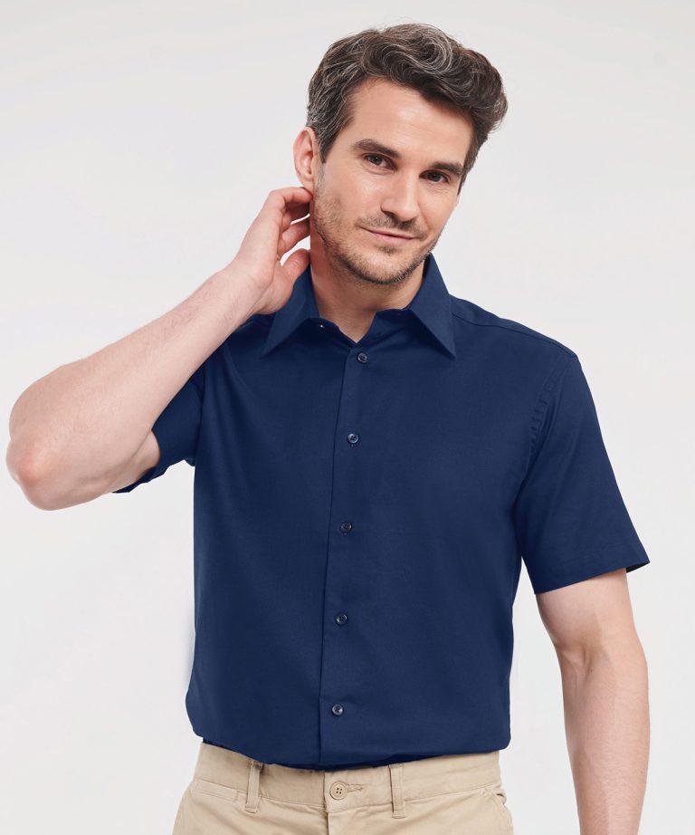 Russell Collection &#8211; Short Sleeve Easycare Tailored Oxford Shirt J923M, Vivid Promotion Workwear