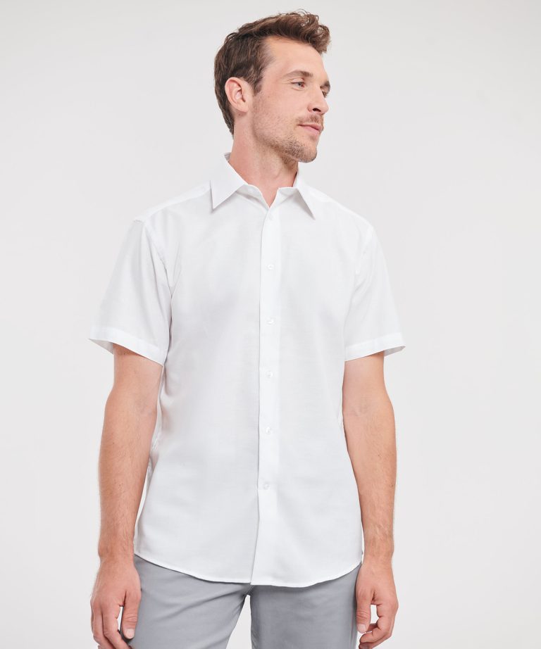 Russell Collection - Short Sleeve Easycare Tailored Oxford Shirt J923M