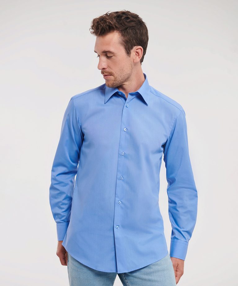 Alternative view of Russell Collection - Long Sleeve Polycotton Easycare Fitted Poplin Shirt J924M