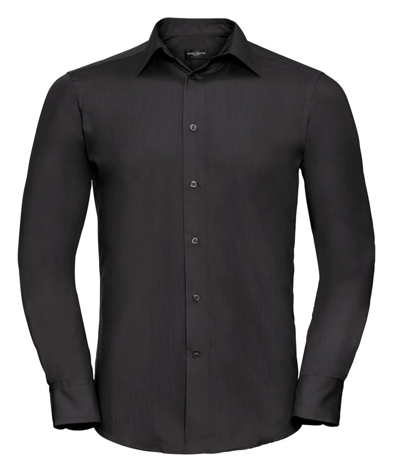 Russell Collection &#8211; Long Sleeve Polycotton Easycare Fitted Poplin Shirt J924M, Vivid Promotion Workwear