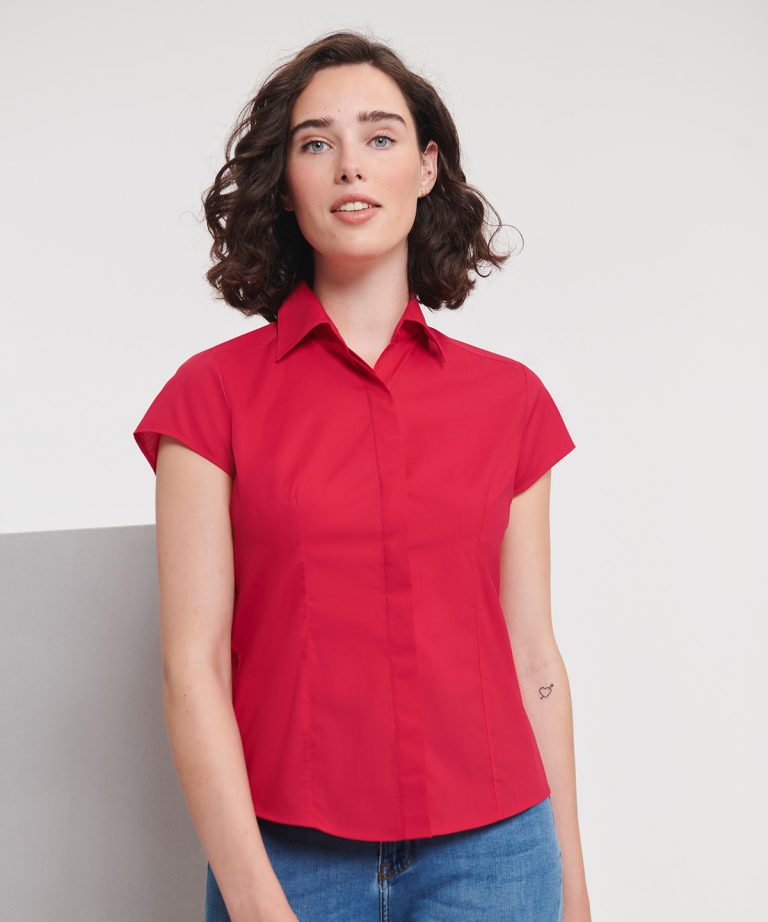 Russell Collection – Womens Cap Sleeve Polycotton Easycare Fitted Poplin Shirt J925F, Vivid Promotion Workwear Russell Collection – Womens Cap Sleeve Polycotton Easycare Fitted Poplin Shirt J925F, Vivid Promotion Workwear