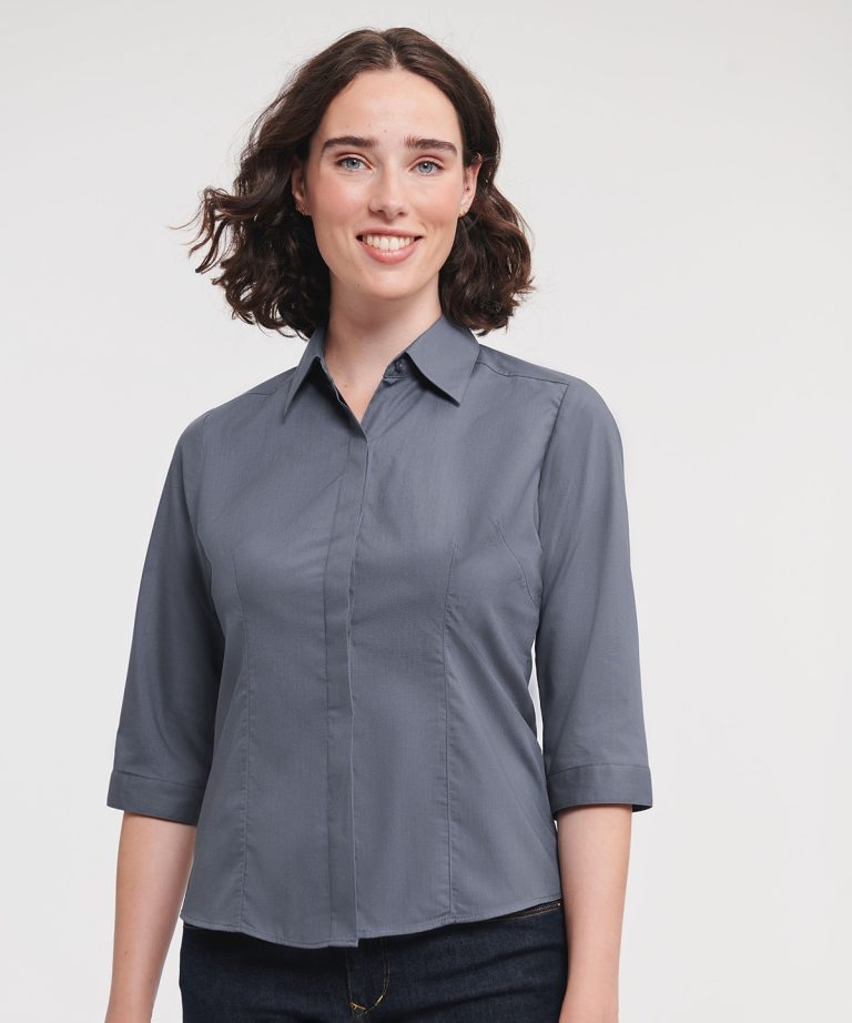 Russell Collection – Womens  Sleeve Polycotton Easycare Fitted Poplin Shirt J926F, Vivid Promotion Workwear Russell Collection – Womens  Sleeve Polycotton Easycare Fitted Poplin Shirt J926F, Vivid Promotion Workwear