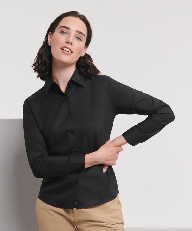 Russell Collection &#8211; Womens Long Sleeve Easycare Oxford Shirt J932F, Vivid Promotion Workwear