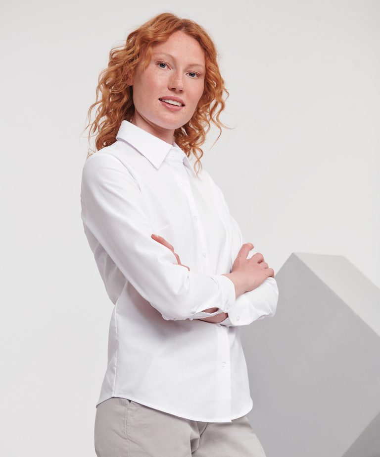 Russell Collection &#8211; Womens Long Sleeve Easycare Oxford Shirt J932F, Vivid Promotion Workwear