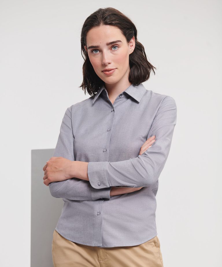 Russell Collection &#8211; Womens Long Sleeve Easycare Oxford Shirt J932F, Vivid Promotion Workwear