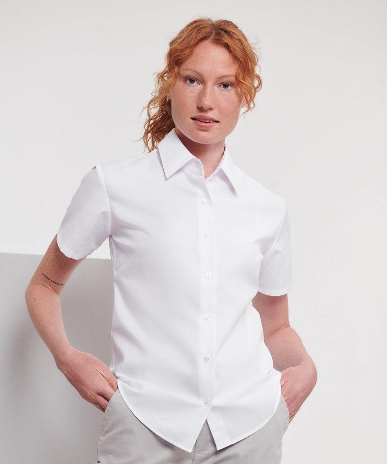 Russell Collection &#8211; Womens Short Sleeve Oxford Shirt J933F, Vivid Promotion Workwear