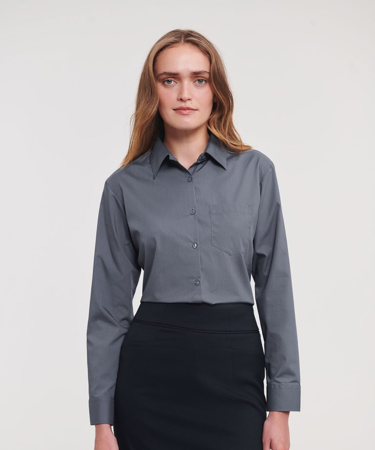 Alternative view of Russell Collection - Womens Long Sleeve Polycotton Easycare Poplin Shirt J934F