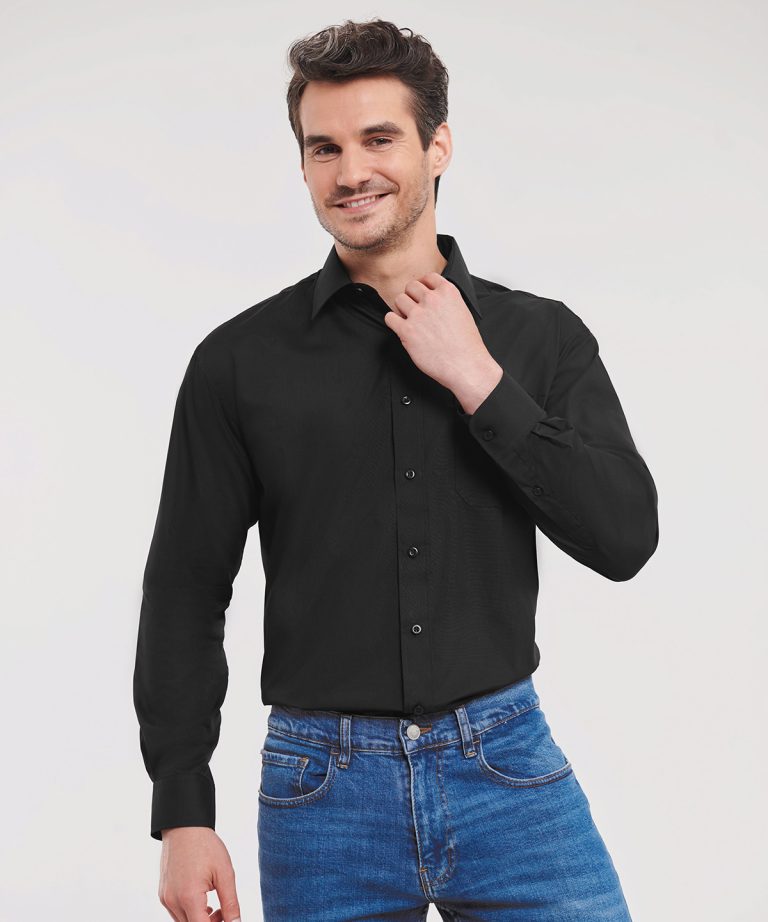 Russell Collection &#8211; Long Sleeve Polycotton Easycare Poplin Shirt J934M, Vivid Promotion Workwear