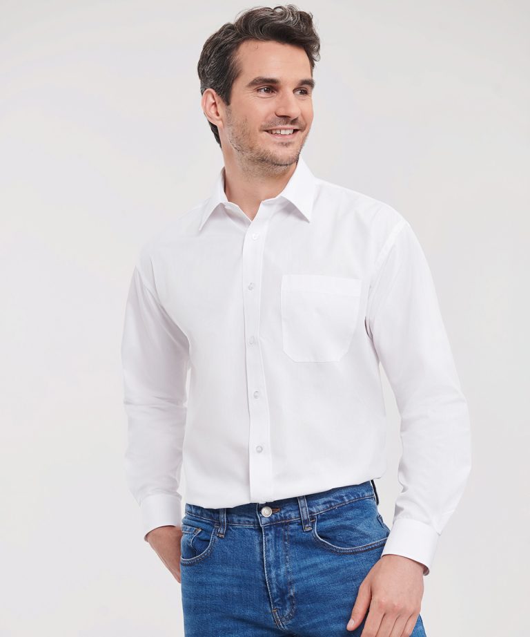 Russell Collection &#8211; Long Sleeve Polycotton Easycare Poplin Shirt J934M, Vivid Promotion Workwear