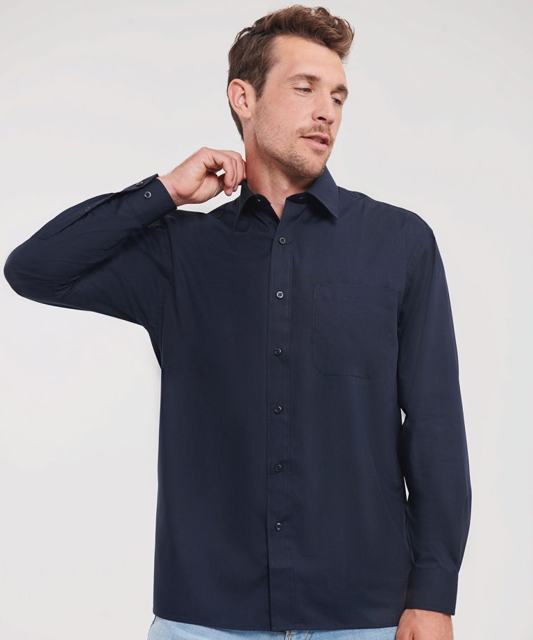 Russell Collection &#8211; Long Sleeve Polycotton Easycare Poplin Shirt J934M, Vivid Promotion Workwear