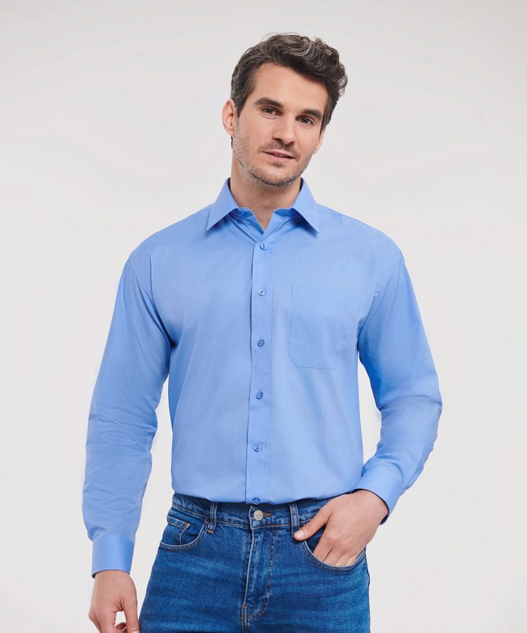 Russell Collection - Long Sleeve Polycotton Easycare Poplin Shirt J934M