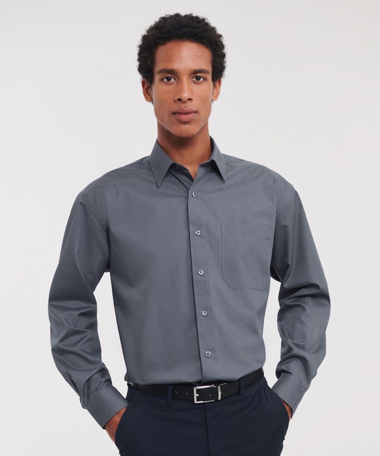 Alternative view of Russell Collection - Long Sleeve Polycotton Easycare Poplin Shirt J934M