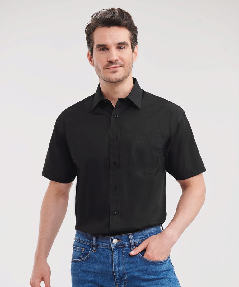 Russell Collection &#8211; Short Sleeve Polycotton Easycare Poplin Shirt J935M, Vivid Promotion Workwear