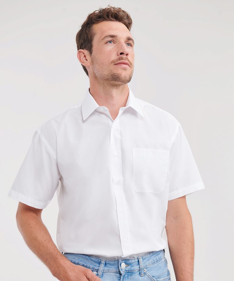 Russell Collection &#8211; Short Sleeve Polycotton Easycare Poplin Shirt J935M, Vivid Promotion Workwear