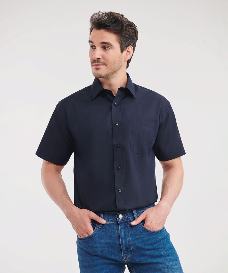 Russell Collection &#8211; Short Sleeve Polycotton Easycare Poplin Shirt J935M, Vivid Promotion Workwear