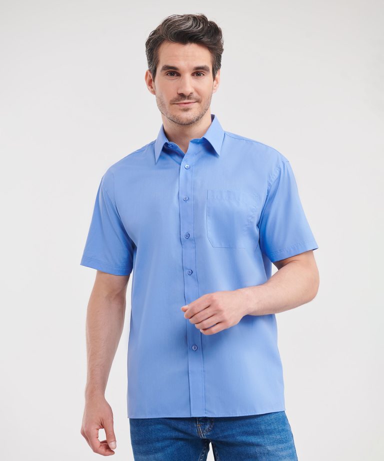 Russell Collection - Short Sleeve Polycotton Easycare Poplin Shirt J935M