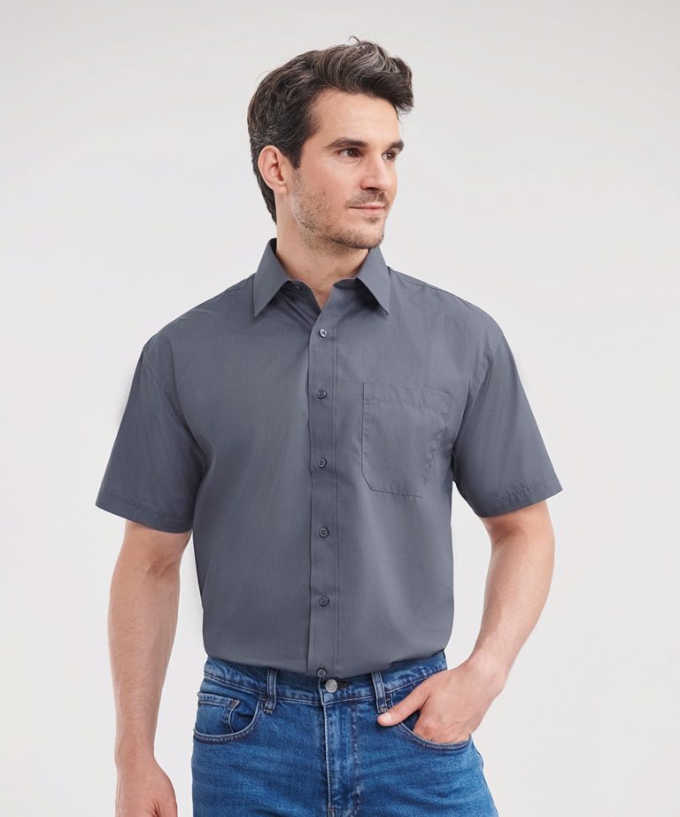 Alternative view of Russell Collection - Short Sleeve Polycotton Easycare Poplin Shirt J935M
