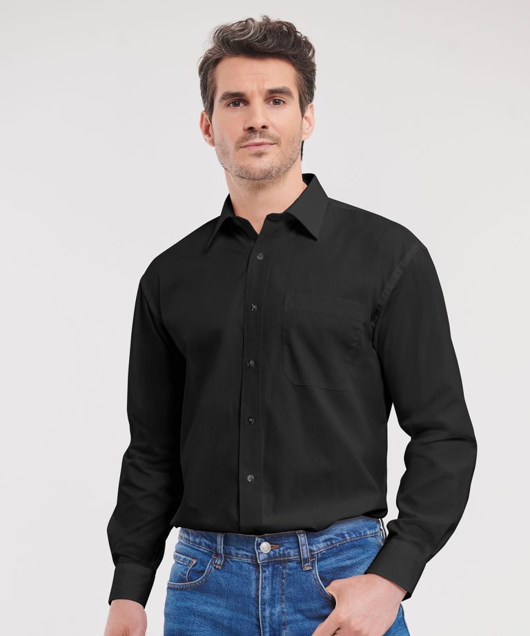 Russell Collection &#8211; Long Sleeve Pure Cotton Easycare Poplin Shirt J936M, Vivid Promotion Workwear