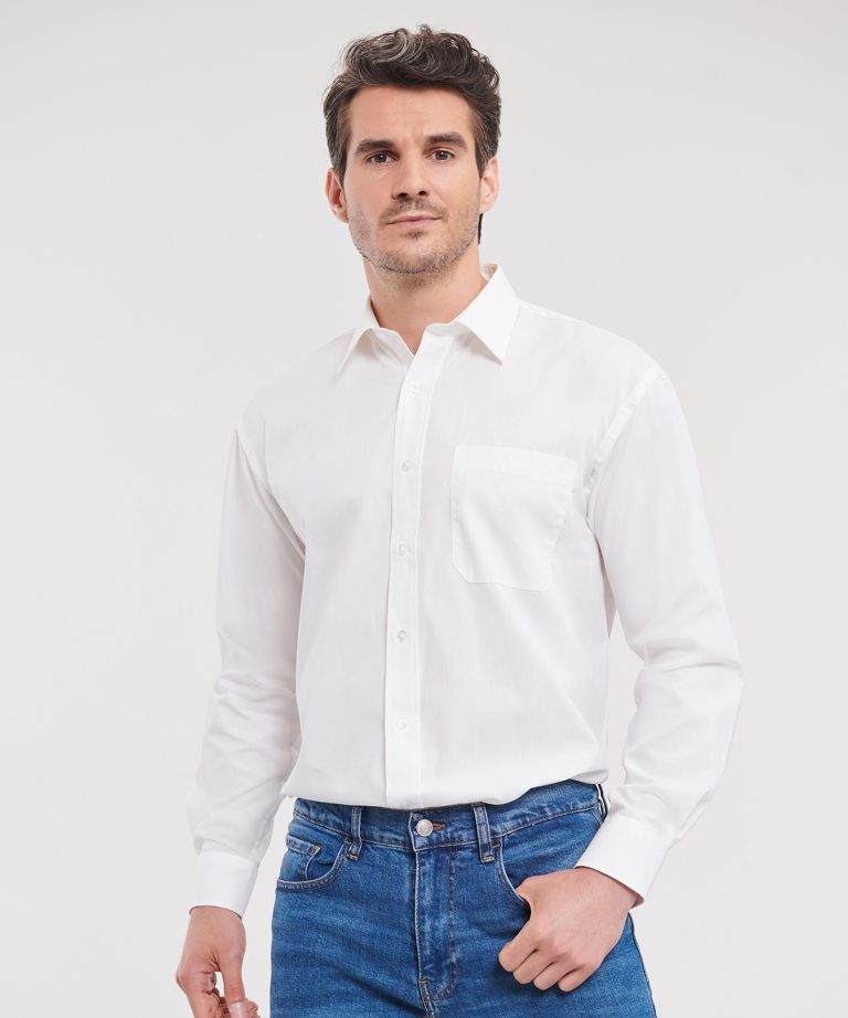 Russell Collection - Long Sleeve Pure Cotton Easycare Poplin Shirt J936M